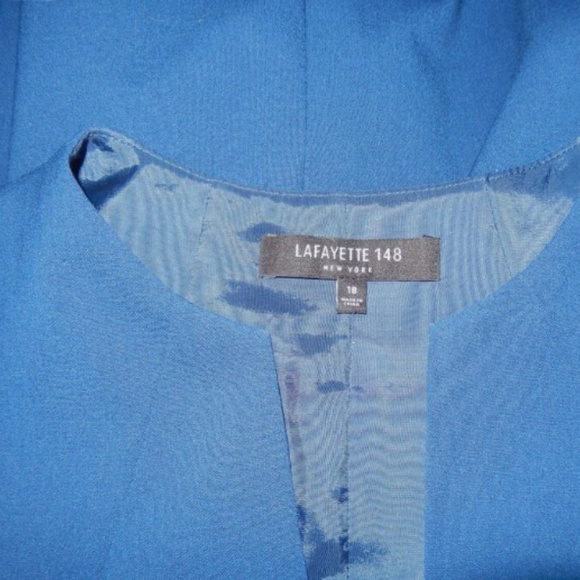 Lafayette 148 NY Marine Blue Wool Zip Front Sleeveless Carlina Shift Dress 18 - Picture 2 of 6